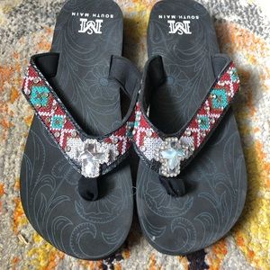 South Main bling flip flops
